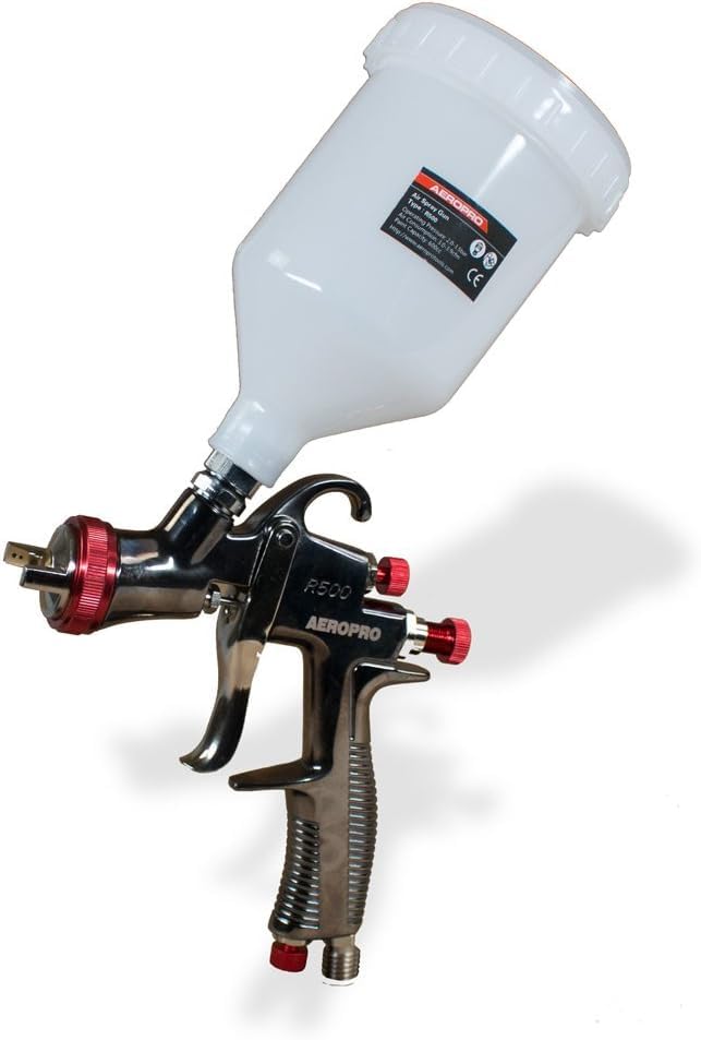 AEROPRO USA R500 LVLP Gravity Feed Air Spray Gun, 1.5 mm Nozzle