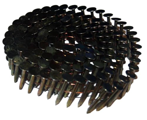 7200 Count Coil Roofing Nails 1-1/4-Inch x .120-Inch 15-Degree Round Head Wire Weld Collated Smooth Shank Electro Galvanized Coil Roofing Nails for Roofs Lathing and Sheathing Materials