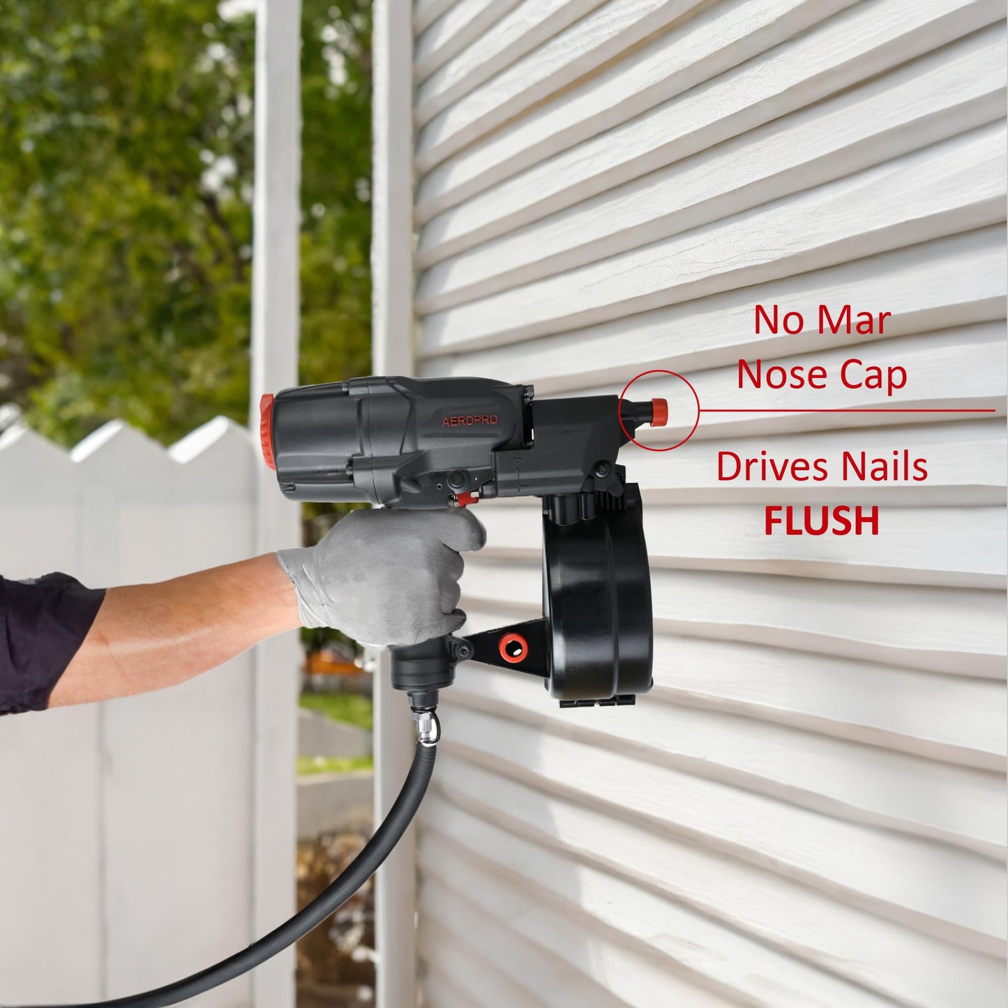 AeroPro Tools CN65Z 0 Degree 1-1/2″ to 2-1/2″ Pneumatic Coil Siding Nailer with Tool-less Depth Adjustment and Side Load, Tilt Bottom Magazine