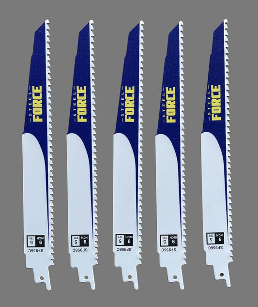 Steel Force SF956C Reciprocating Sawzall Blade for Wood 9" 5TPI Bi-Metal, 5-Pack