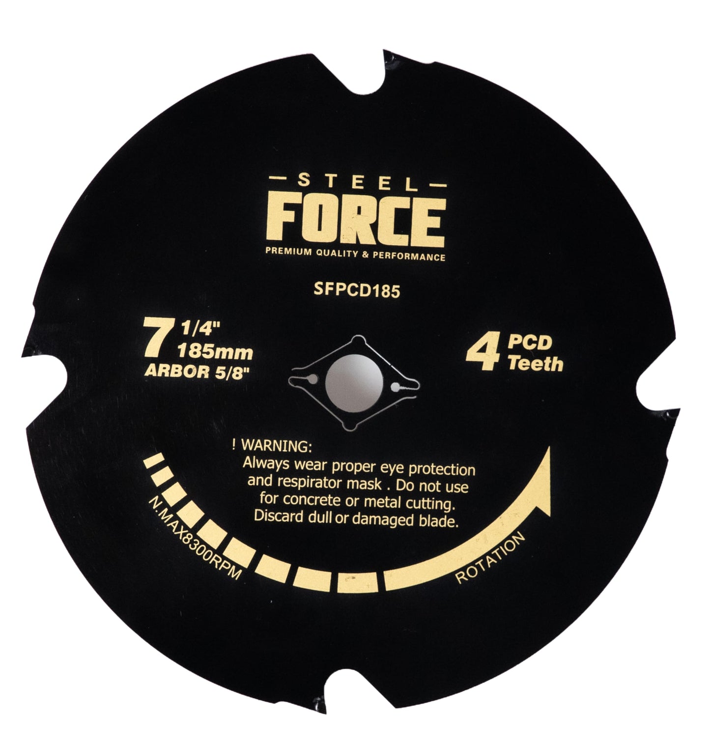 Steel Force CRPCD185 7-1/4" 4 Teeth Polycrystalline Diamond-Tipped PCD Hardie Blade for Fiber Cement and Laminate Flooring