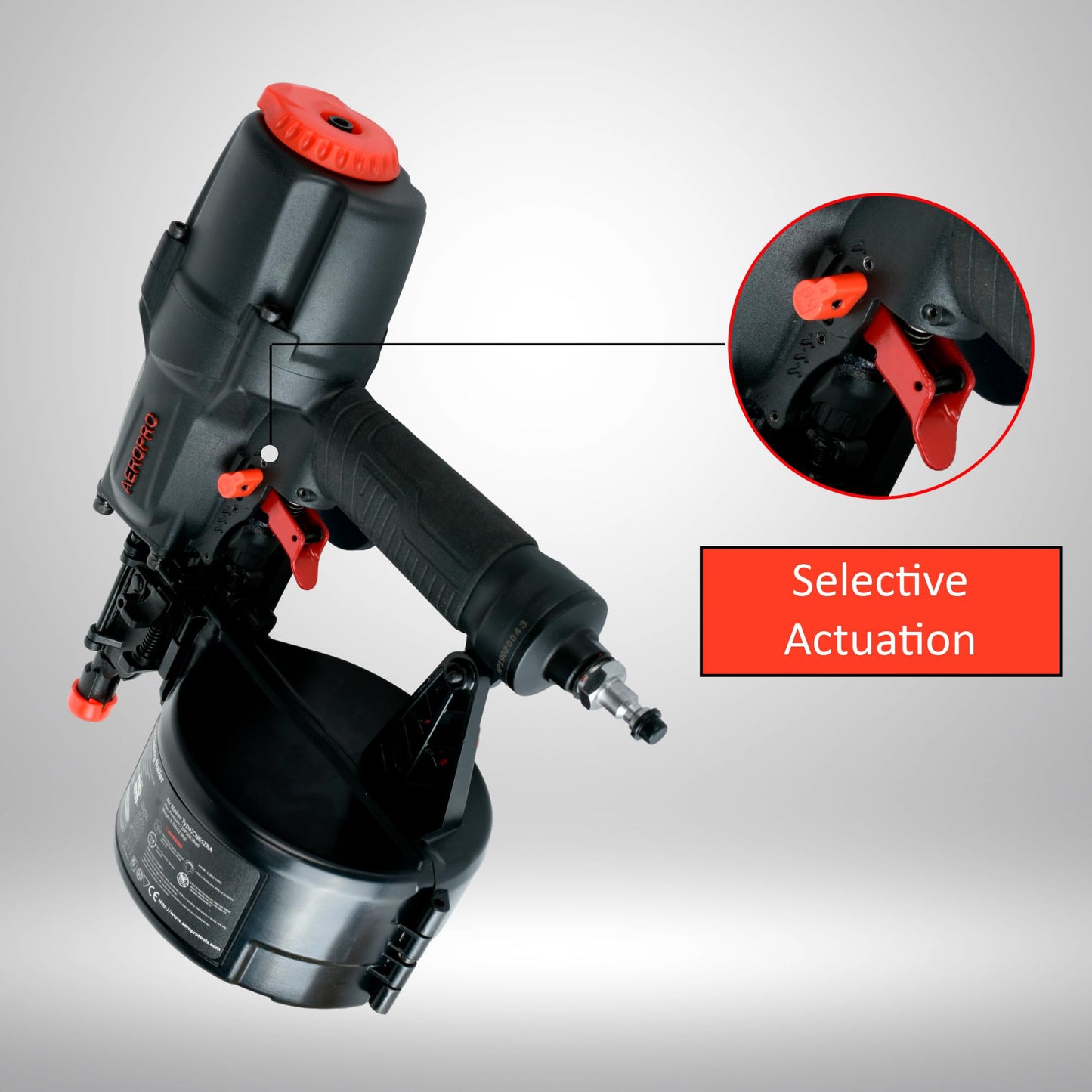 AeroPro Tools CN65Z 0 Degree 1-1/2″ to 2-1/2″ Pneumatic Coil Siding Nailer with Tool-less Depth Adjustment and Side Load, Tilt Bottom Magazine