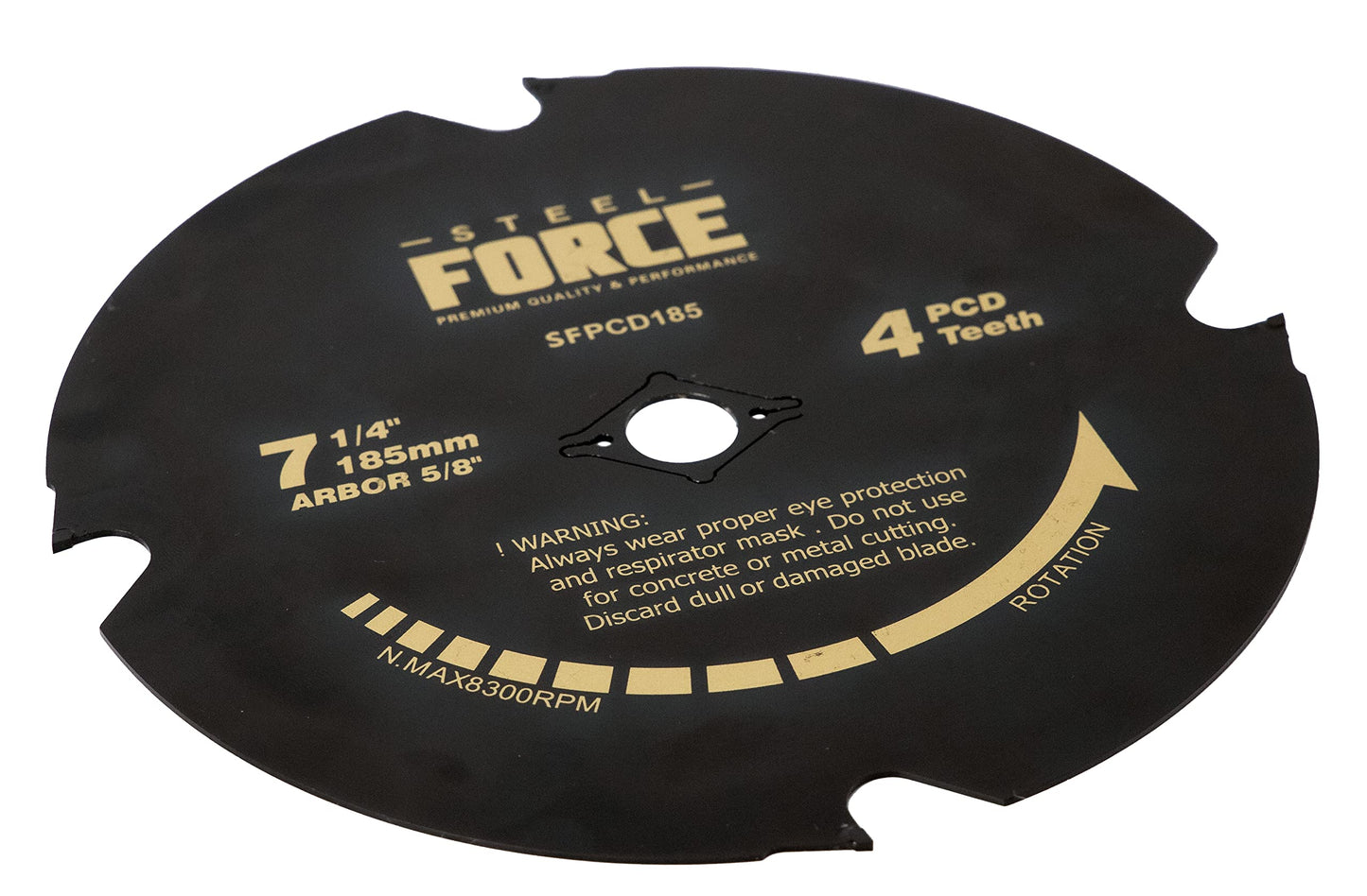 Steel Force CRPCD185 7-1/4" 4 Teeth Polycrystalline Diamond-Tipped PCD Hardie Blade for Fiber Cement and Laminate Flooring